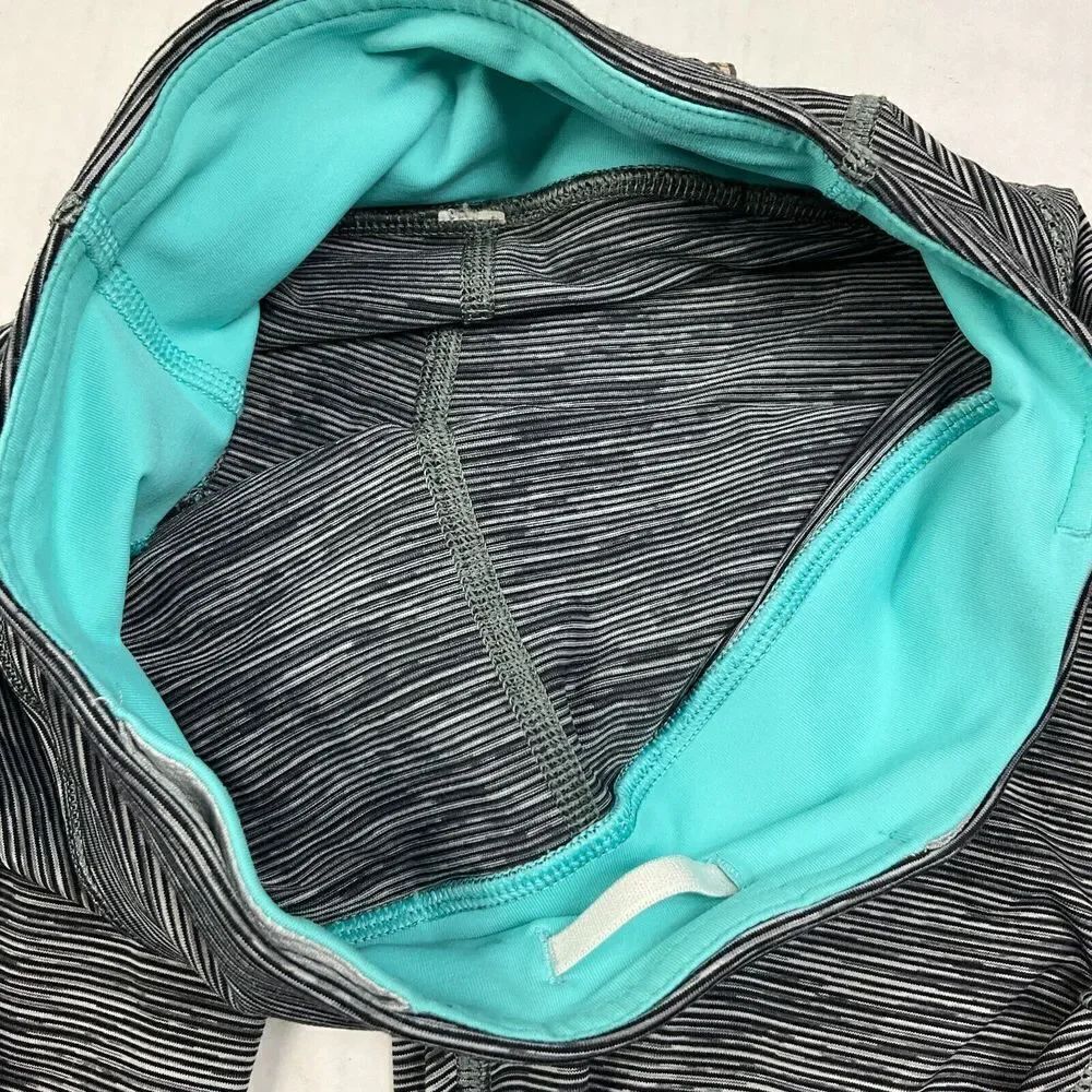 Lululemon Womens Cropped Mesh Leggings Striped Workout Athletic Pull On Size 2 - Picture 8 of 11